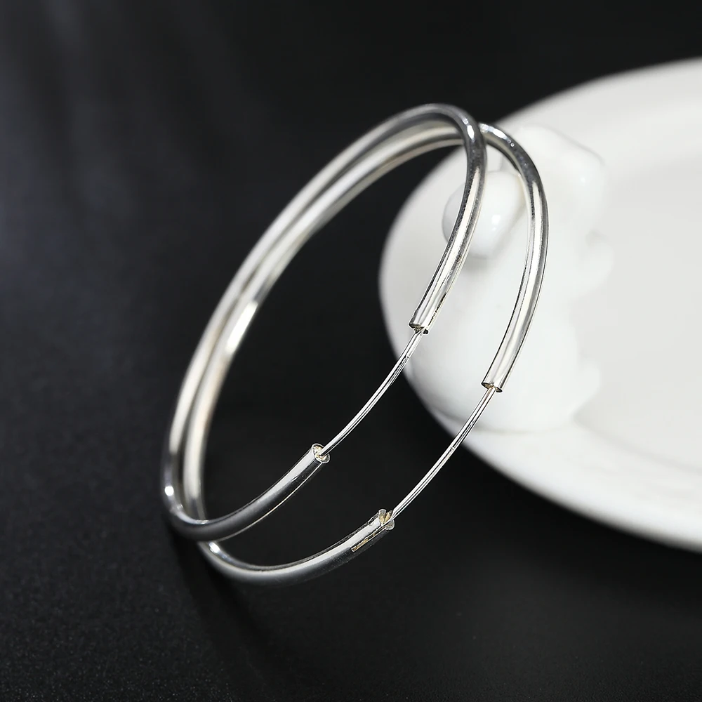 925 Sterling Silver 50MM/60MM Luxury Women's Hoops Girl Earrings Luxury Jewelry Accessories