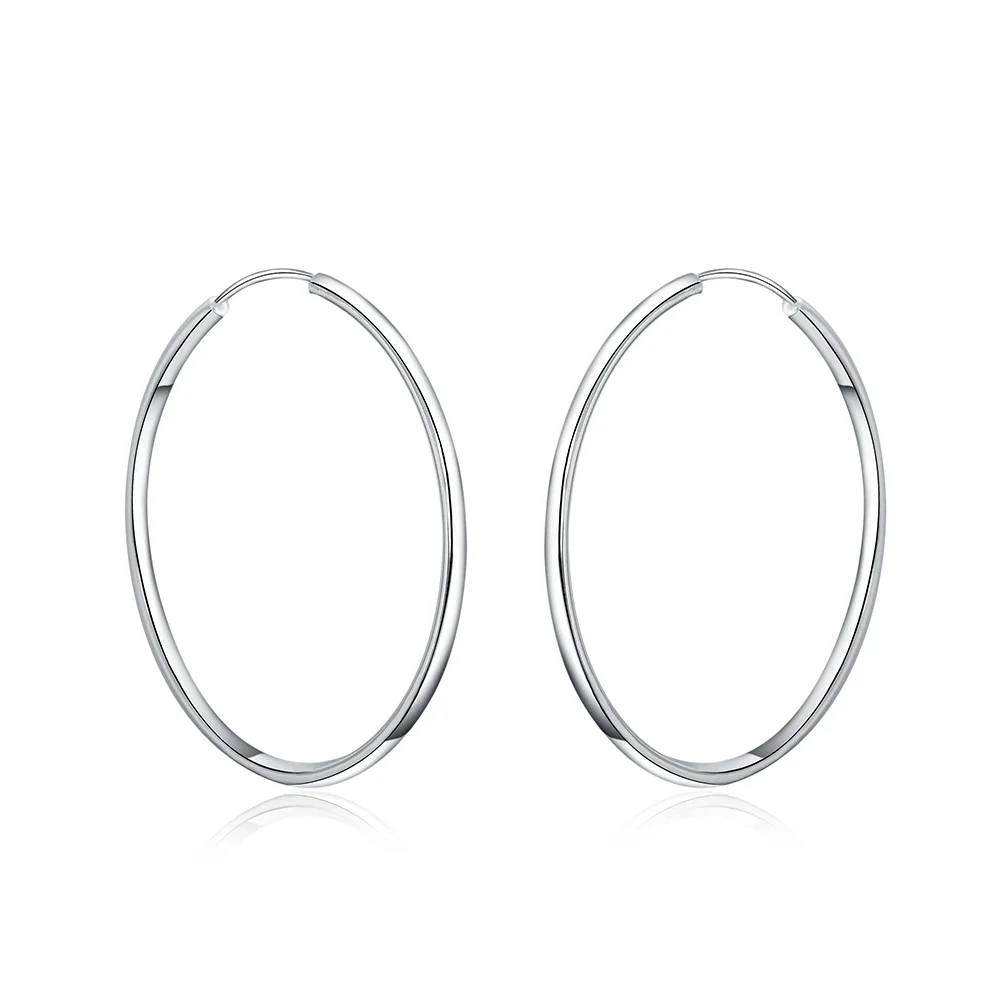 925 Sterling Silver 50MM/60MM Luxury Women's Hoops Girl Earrings Luxury Jewelry Accessories
