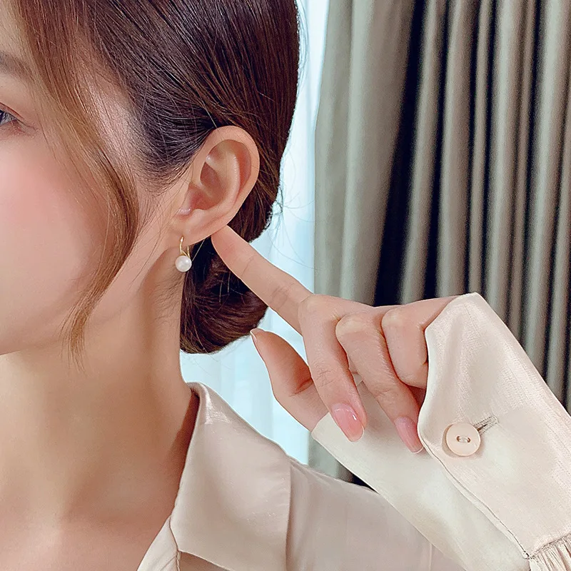 Hot Sell Trendy Simple Natural Freshwater Pearl 14K Gold Filled Ladies Stud Earrings Jewelry Not Allergic For Women Gifts