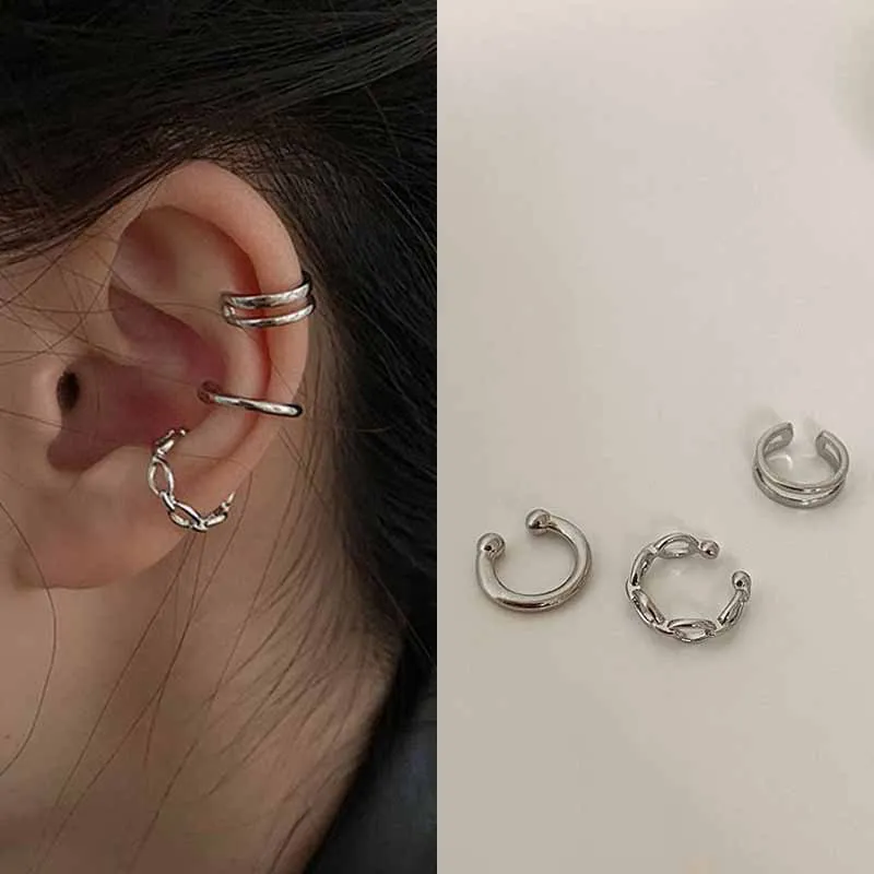 Fashion Simple Design Gold Color Clip Earrings for Women Non-Piercing Puck Rock Fake Cartilage Ear Cuff 2022 Trendy Jewerly