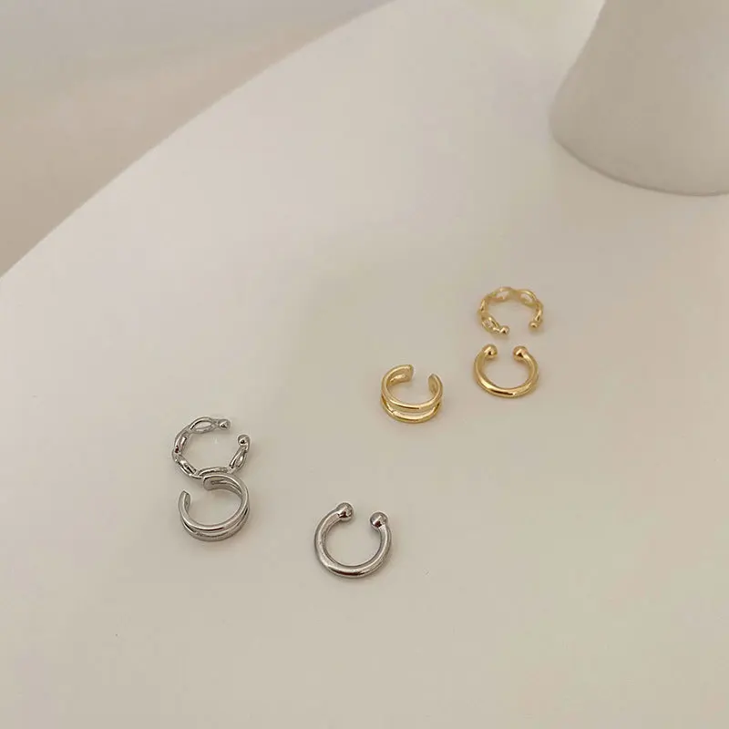 Fashion Simple Design Gold Color Clip Earrings for Women Non-Piercing Puck Rock Fake Cartilage Ear Cuff 2022 Trendy Jewerly