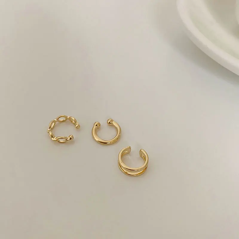 Fashion Simple Design Gold Color Clip Earrings for Women Non-Piercing Puck Rock Fake Cartilage Ear Cuff 2022 Trendy Jewerly