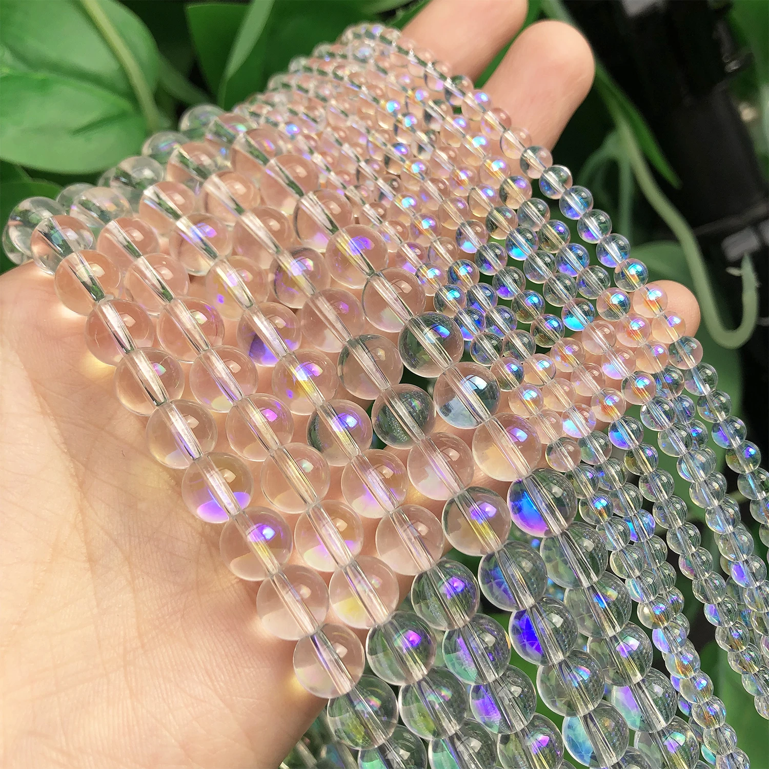 AB Blue Purple Quartzs Crystal Beads Clear Natural Round Stone Loose Beads DIY Accessories for Jewelry Bracelet Making 2-8mm