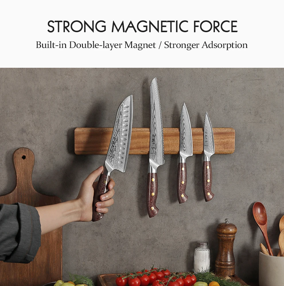 Hezhen Magnetic Knife Holder 400mm Kitchen Accessories Wooden Knives Storage Tools Acacia Wood This Is A Holder Without Knife