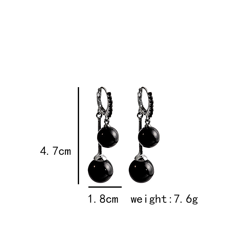 Temperament Retro Black Pearl Ball Drop Earrings for Women Luxury Design Elegant Crystal Dangle Earring Goth Jewelry Pendientes