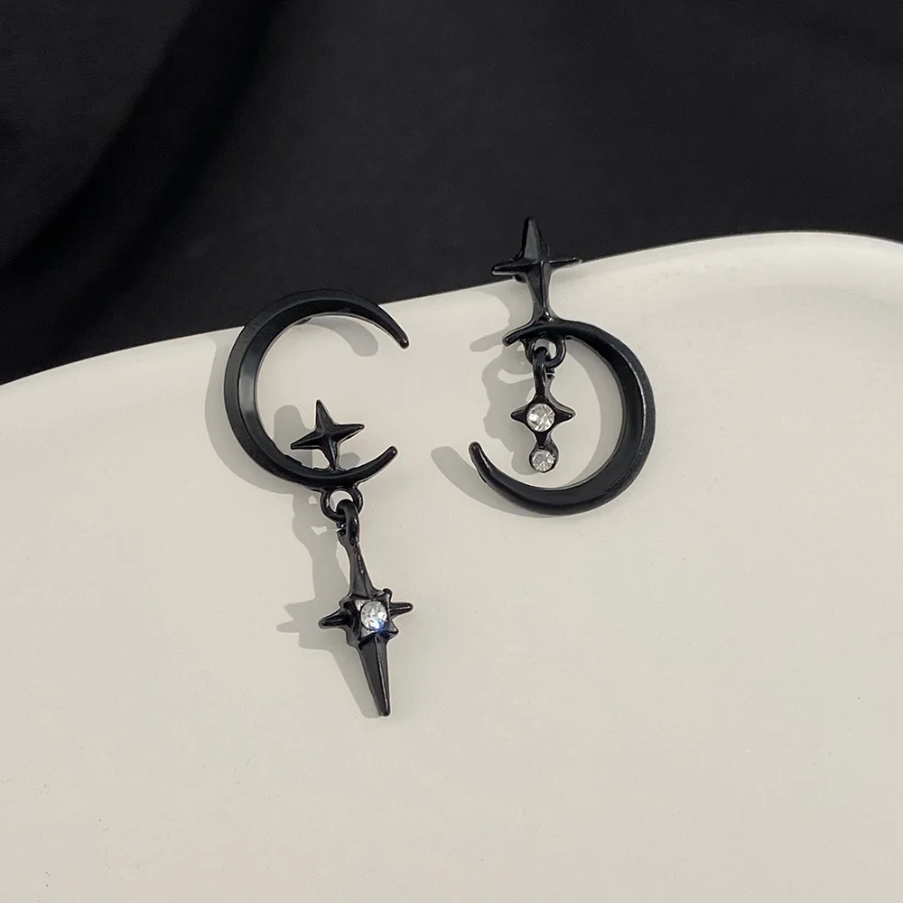 Temperament Retro Black Pearl Ball Drop Earrings for Women Luxury Design Elegant Crystal Dangle Earring Goth Jewelry Pendientes