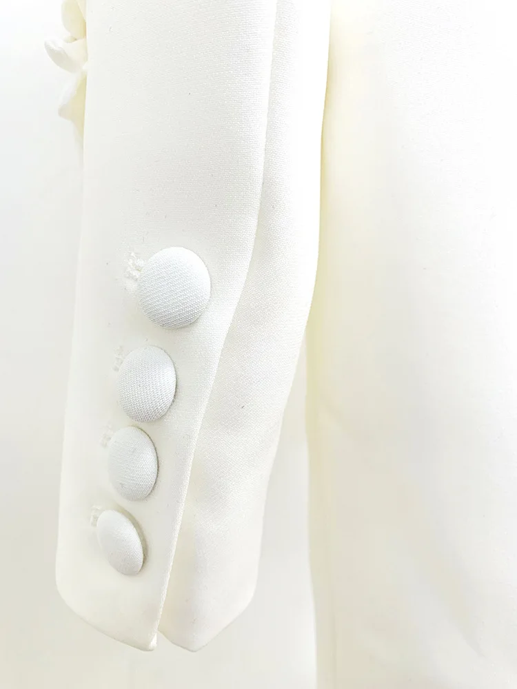 HIGH STREET Newest 2026 Fashion Designer Jacket Women's Stereoscopic Flowers Appliques Double Breasted Long Blazer