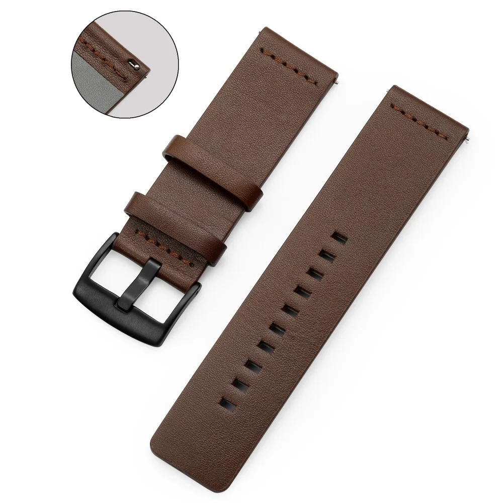 20mm 22mm Leather Band for Samsung Galaxy Watch 7 6 5 4 5Pro 6Classic 18mm 24mm High Quality Strap for Huawei Watch GT5 Pro 46mm
