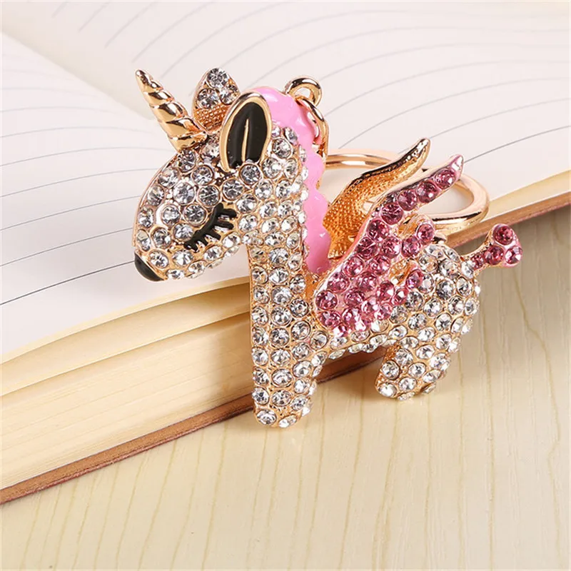 Fashion Alloy Keychain with Big water-drop Rhinestone Cartoon Pumpkin Carriage Keychain Golden Carriage Pendant Female Bag Acces