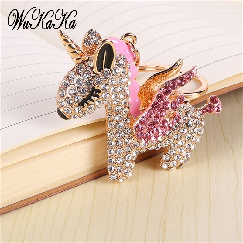 Fashion Alloy Keychain with Big water-drop Rhinestone Cartoon Pumpkin Carriage Keychain Golden Carriage Pendant Female Bag Acces