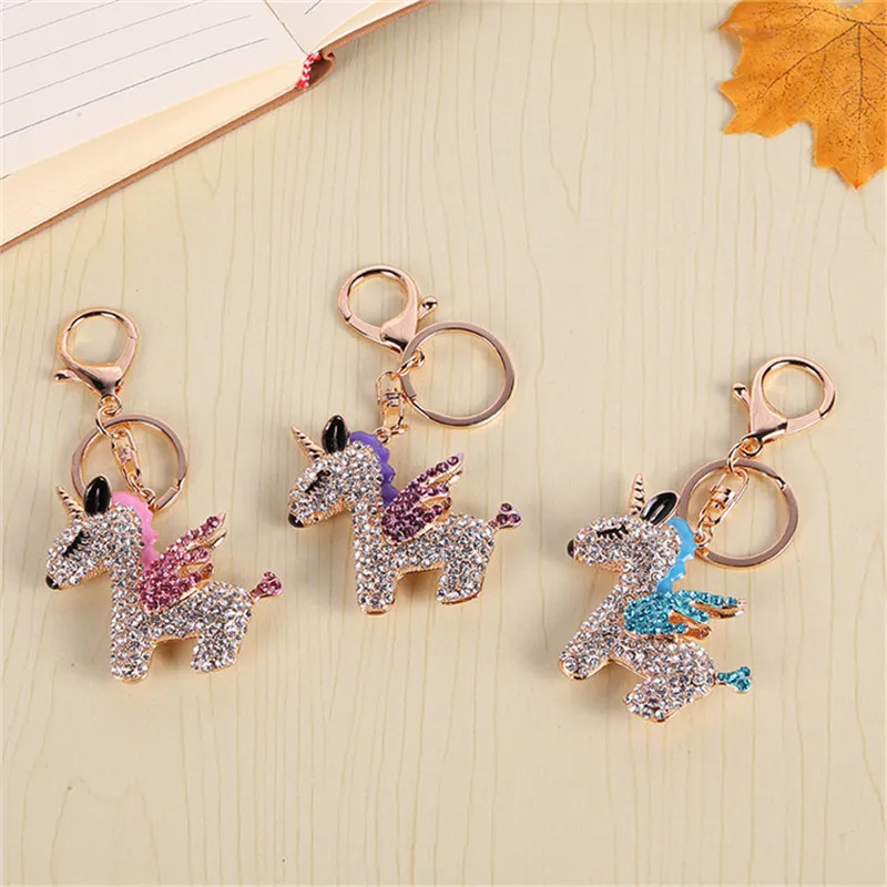 Fashion Alloy Keychain with Big water-drop Rhinestone Cartoon Pumpkin Carriage Keychain Golden Carriage Pendant Female Bag Acces
