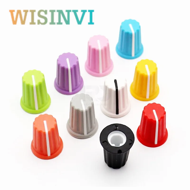5PCS Color Rubber Half Shaft Knob Diameter 16 MM Height 19 MM Rubber Potentiometer Knob 180 Degree D-Shaped Inner Hole 6 MM