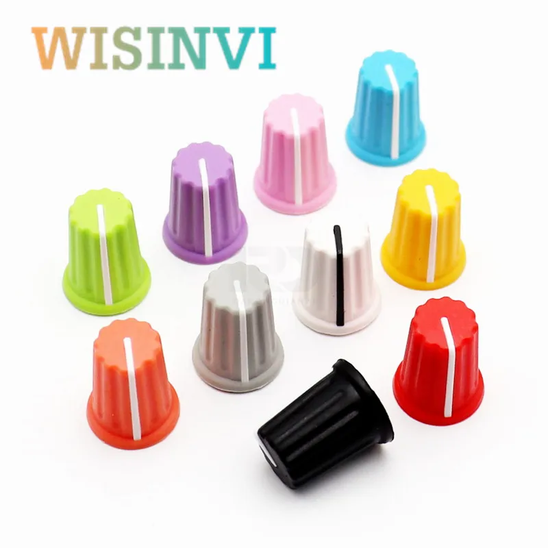 5PCS Color Rubber Half Shaft Knob Diameter 16 MM Height 19 MM Rubber Potentiometer Knob 180 Degree D-Shaped Inner Hole 6 MM