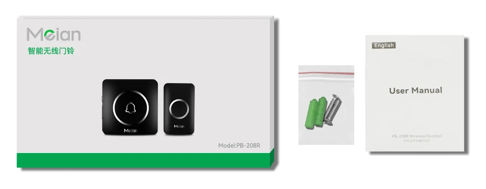 Meian Wireless Door Bell, Welcome Chime, 300M Long-range Remote LED Flash Doorbell, Security Alarm, Waterproof, 60 Songs