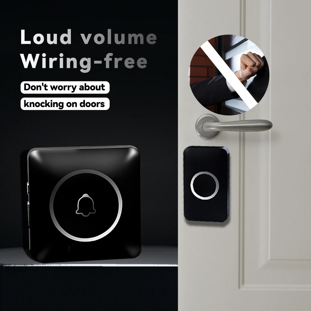 Meian Wireless Door Bell, Welcome Chime, 300M Long-range Remote LED Flash Doorbell, Security Alarm, Waterproof, 60 Songs