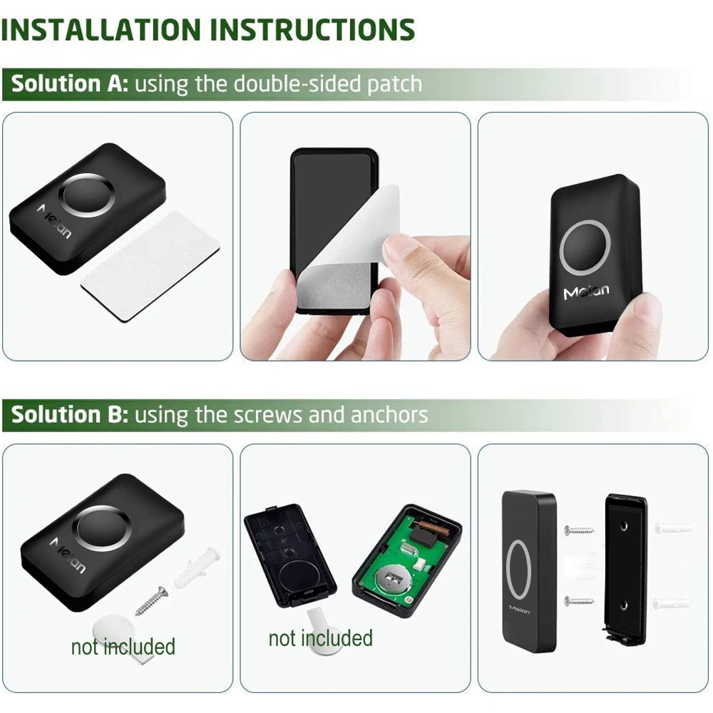 Meian Wireless Door Bell, Welcome Chime, 300M Long-range Remote LED Flash Doorbell, Security Alarm, Waterproof, 60 Songs