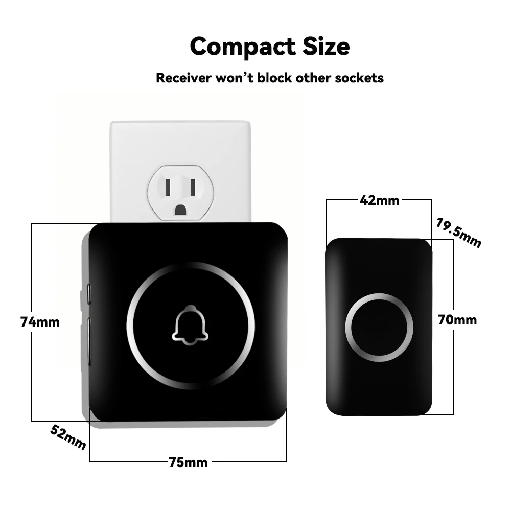 Meian Wireless Door Bell, Welcome Chime, 300M Long-range Remote LED Flash Doorbell, Security Alarm, Waterproof, 60 Songs