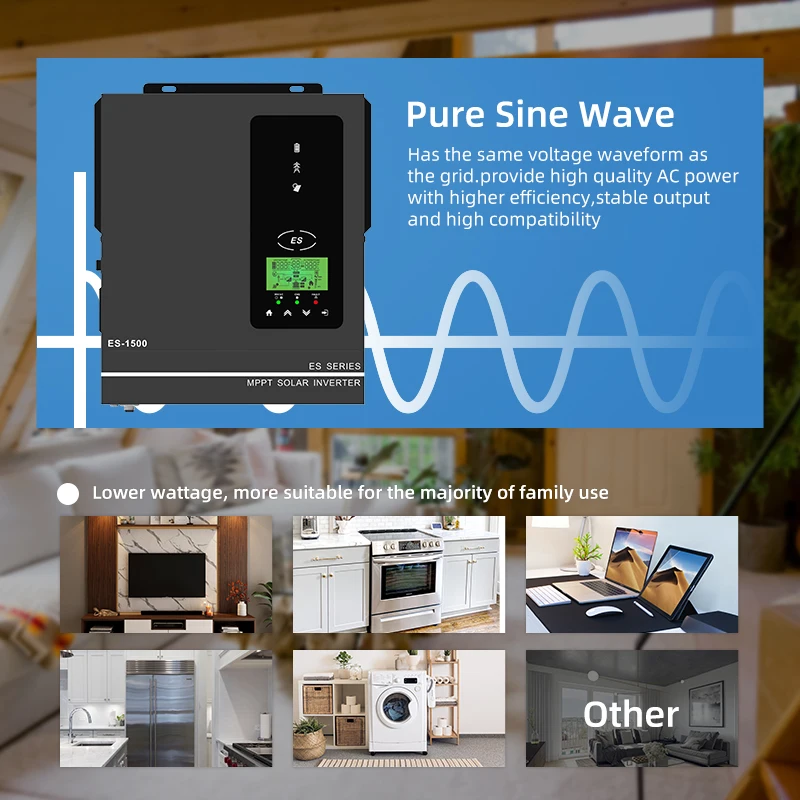Hybrid Solar Inverter 1KW 3KW 4.2KW 6.2KW 10.2KW Build-in Mppt Controller 500VDC PV Input 230VAC 12V 24V 48V Pure Sine Wave