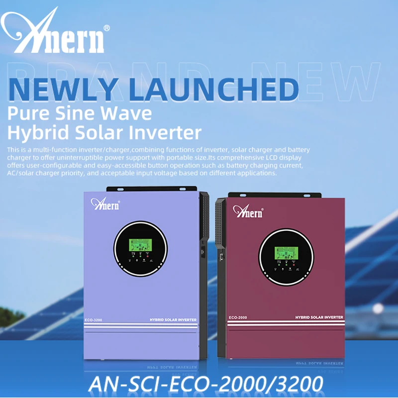 Hybrid Solar Inverter 1KW 3KW 4.2KW 6.2KW 10.2KW Build-in Mppt Controller 500VDC PV Input 230VAC 12V 24V 48V Pure Sine Wave