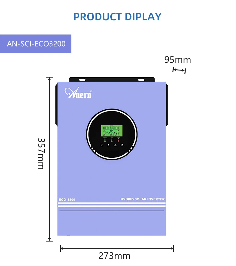 Hybrid Solar Inverter 1KW 3KW 4.2KW 6.2KW 10.2KW Build-in Mppt Controller 500VDC PV Input 230VAC 12V 24V 48V Pure Sine Wave