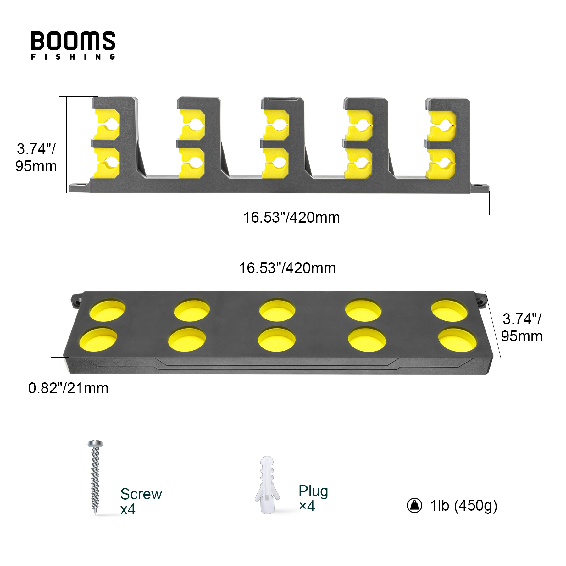 Booms Fishing WV4 Fishing Rod Holders Vertical Wall Rod Rack Store Up to 10 Rods For Fishing Pole Holder Storage Tools 4 Colors