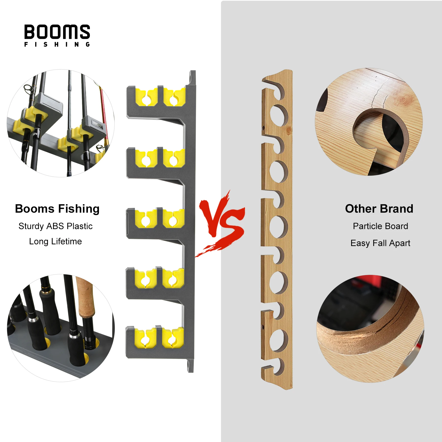 Booms Fishing WV4 Fishing Rod Holders Vertical Wall Rod Rack Store Up to 10 Rods For Fishing Pole Holder Storage Tools 4 Colors