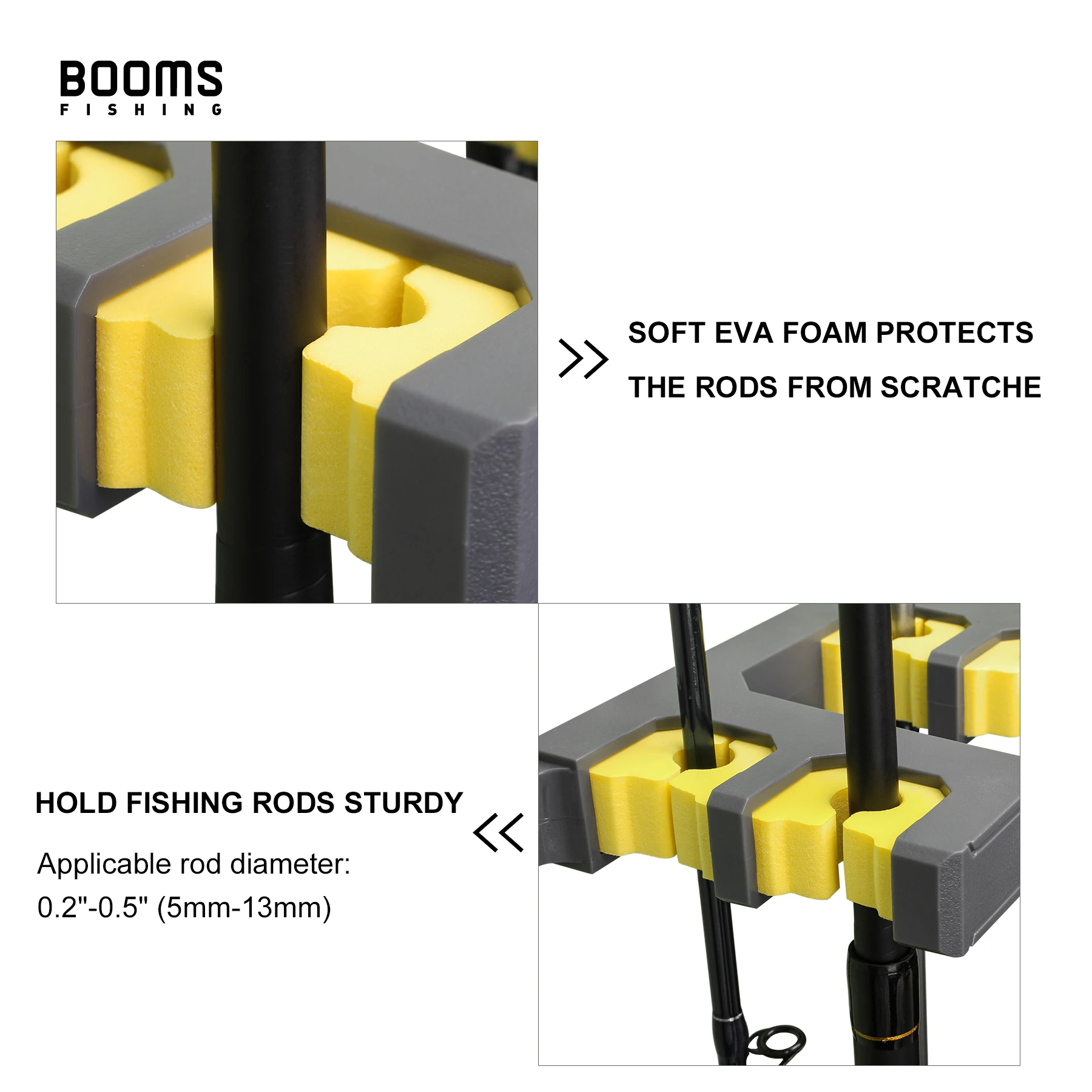 Booms Fishing WV4 Fishing Rod Holders Vertical Wall Rod Rack Store Up to 10 Rods For Fishing Pole Holder Storage Tools 4 Colors