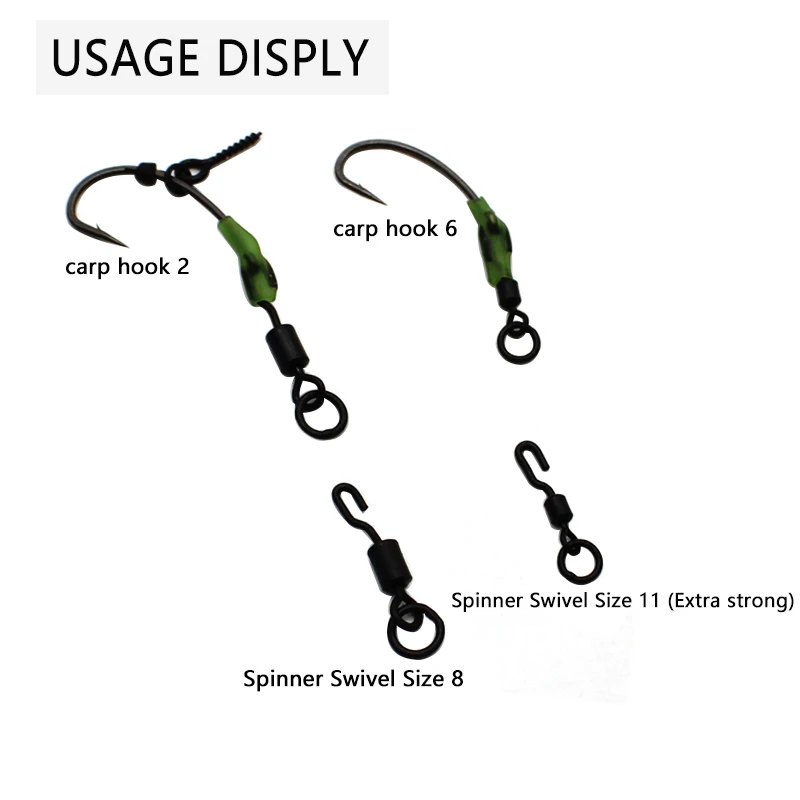 Spinner Swivel for Ronnie Rig Carp Fishing Accessories for Carp Rig Micro Hook Swivel Hook Sleeve Tackle Quick Change Swivel