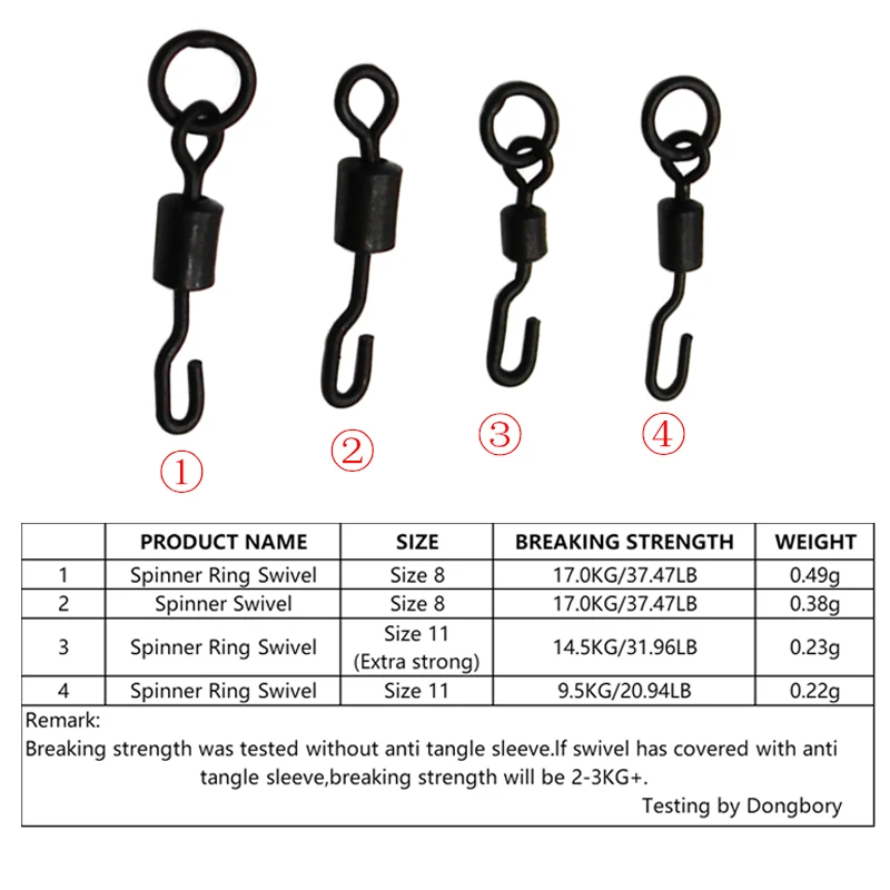 Spinner Swivel for Ronnie Rig Carp Fishing Accessories for Carp Rig Micro Hook Swivel Hook Sleeve Tackle Quick Change Swivel