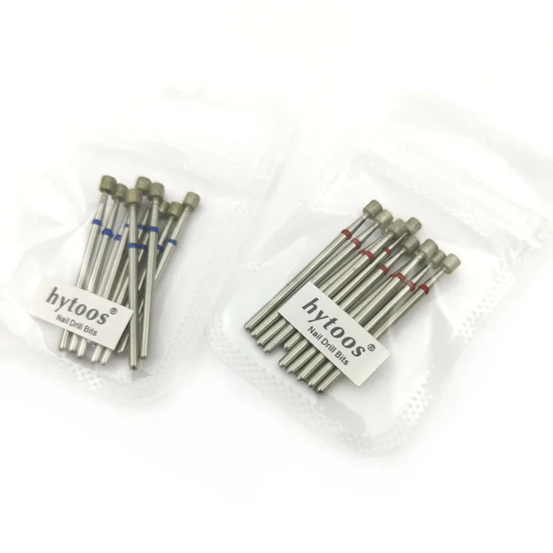 HYTOOS 10pcs/Pack Russian Diamond Nail Drill Bit 3.7*3.7mm Barrel Manicure Cuticle Burr Electric Drills Accessories Supplier