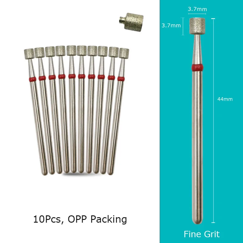 HYTOOS 10pcs/Pack Russian Diamond Nail Drill Bit 3.7*3.7mm Barrel Manicure Cuticle Burr Electric Drills Accessories Supplier