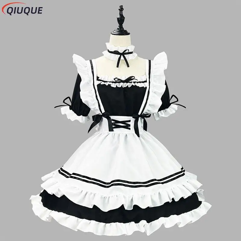 S-5XL Japanese Maid Outfit Lovely Girl Lolita Dress Cosplay Costume Sweet Cute Cat Cafe Harajuku Kawaii Uniform Plus Size