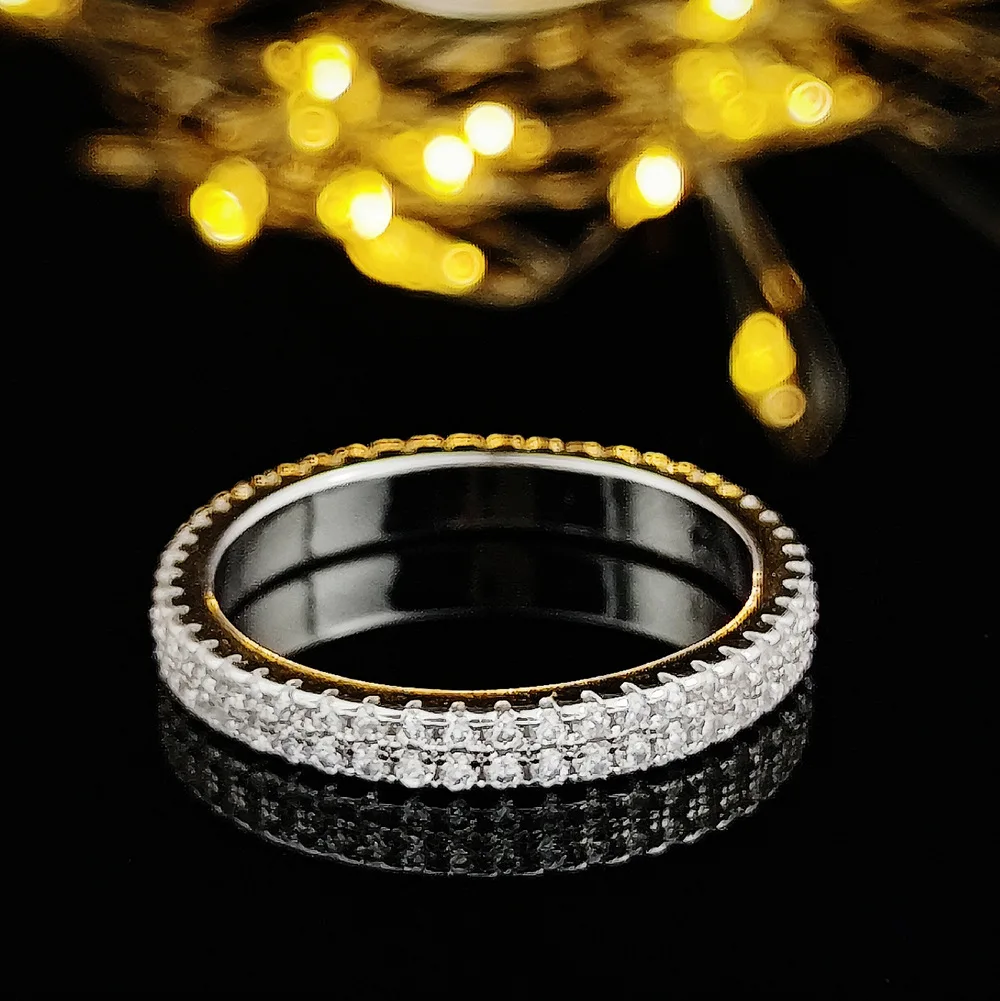 Fashion Brand Eternity Ring 925 Sterling silver Moissanite cz Engagement Wedding Band Rings for women Men Finger Party Jewelry