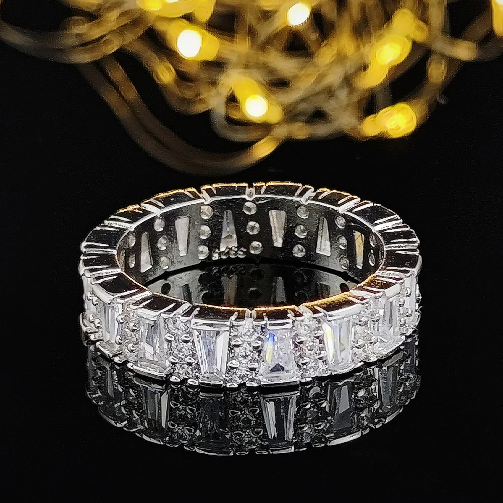 Fashion Brand Eternity Ring 925 Sterling silver Moissanite cz Engagement Wedding Band Rings for women Men Finger Party Jewelry