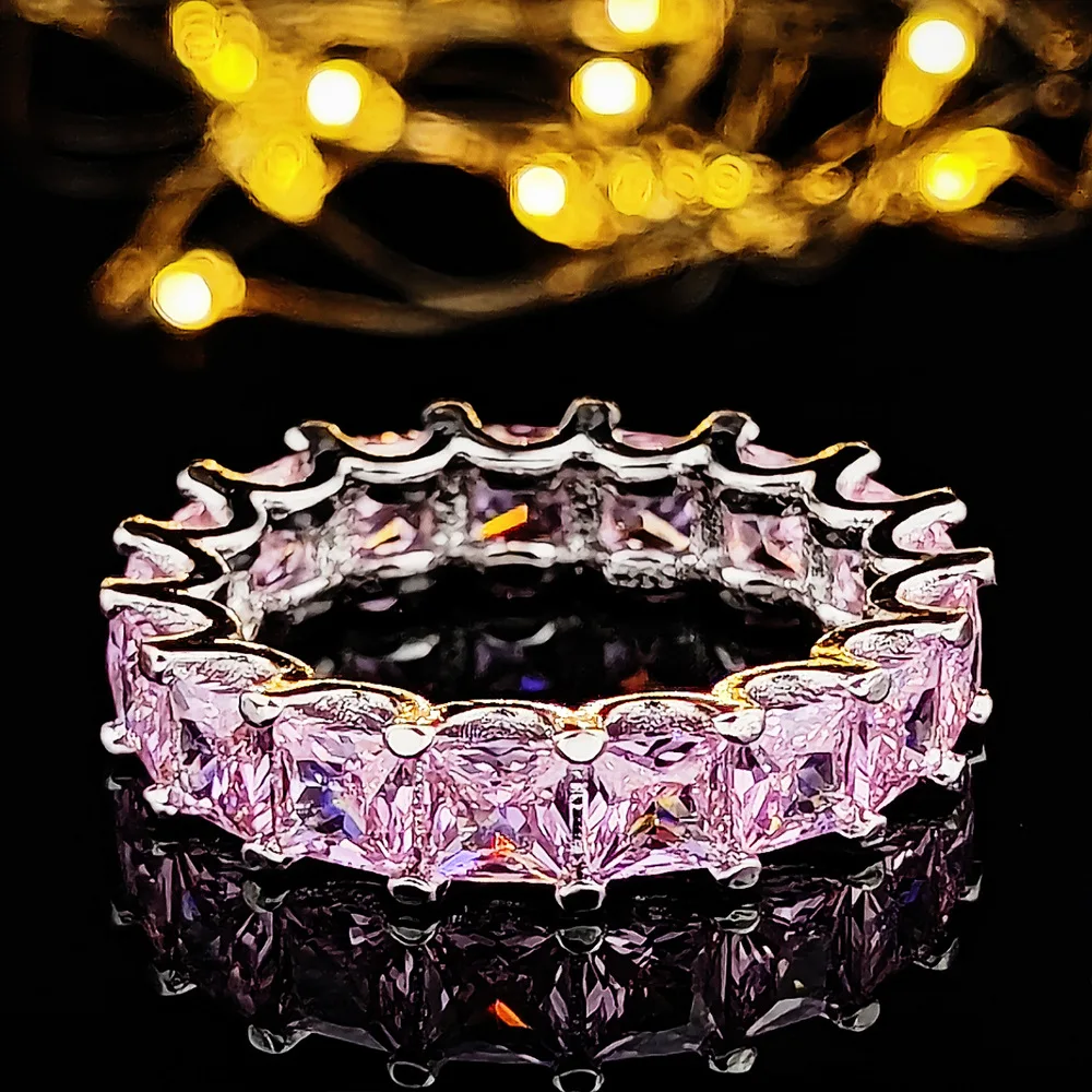 Fashion Brand Eternity Ring 925 Sterling silver Moissanite cz Engagement Wedding Band Rings for women Men Finger Party Jewelry
