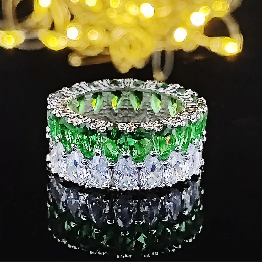 Fashion Brand Eternity Ring 925 Sterling silver Moissanite cz Engagement Wedding Band Rings for women Men Finger Party Jewelry