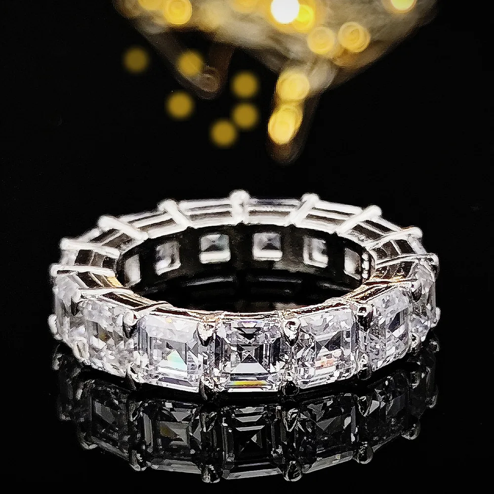 Fashion Brand Eternity Ring 925 Sterling silver Moissanite cz Engagement Wedding Band Rings for women Men Finger Party Jewelry