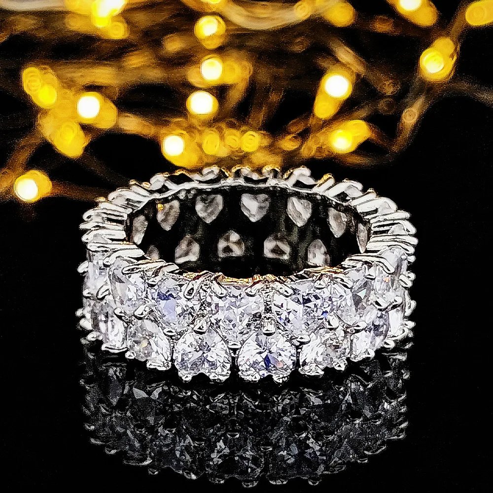 Fashion Brand Eternity Ring 925 Sterling silver Moissanite cz Engagement Wedding Band Rings for women Men Finger Party Jewelry