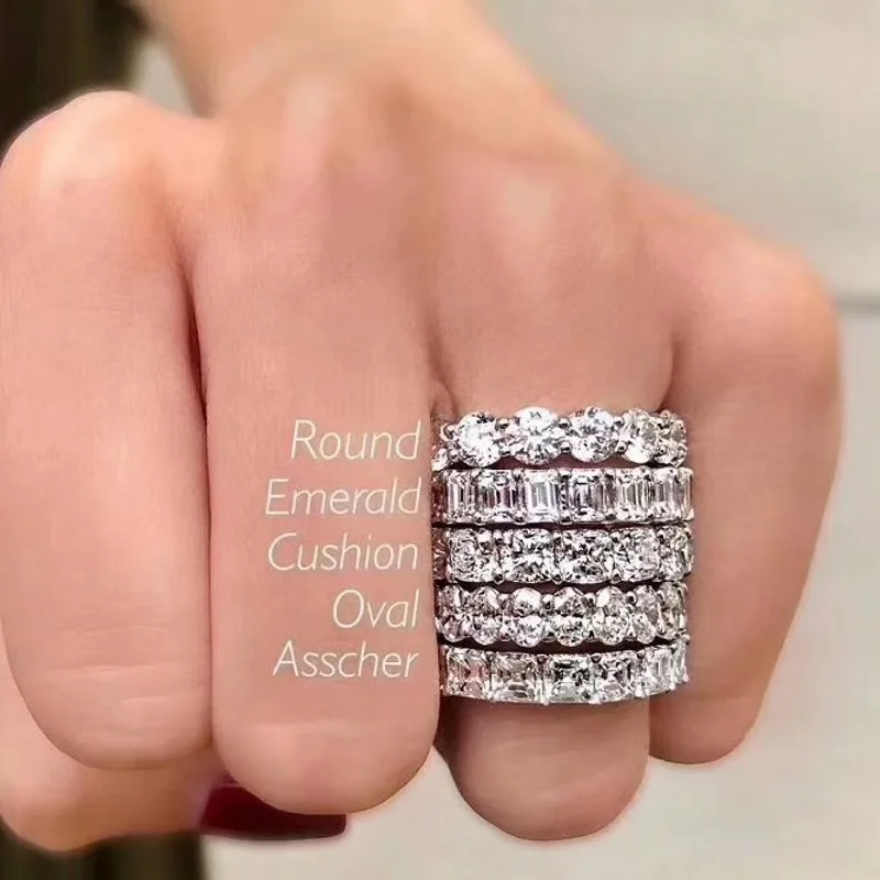 Fashion Brand Eternity Ring 925 Sterling silver Moissanite cz Engagement Wedding Band Rings for women Men Finger Party Jewelry