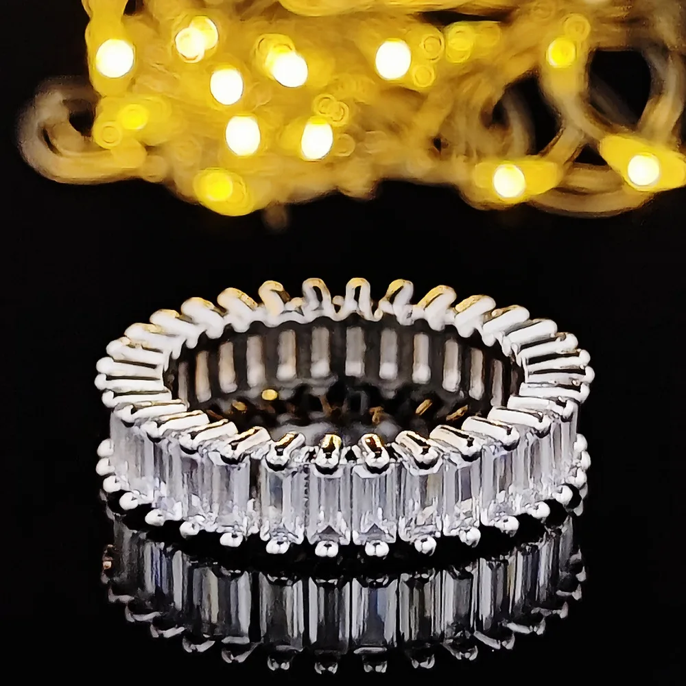 Fashion Brand Eternity Ring 925 Sterling silver Moissanite cz Engagement Wedding Band Rings for women Men Finger Party Jewelry