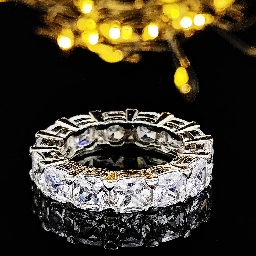 Fashion Brand Eternity Ring 925 Sterling silver Moissanite cz Engagement Wedding Band Rings for women Men Finger Party Jewelry