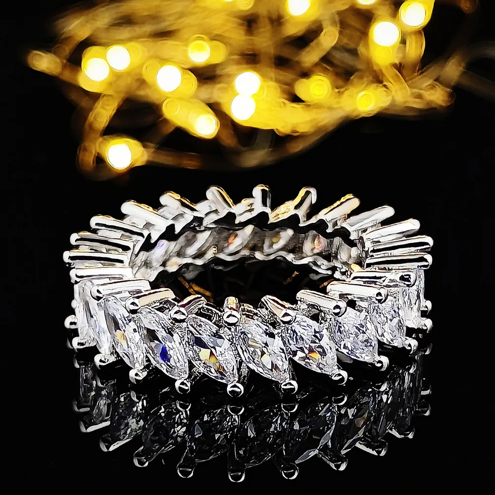 Fashion Brand Eternity Ring 925 Sterling silver Moissanite cz Engagement Wedding Band Rings for women Men Finger Party Jewelry