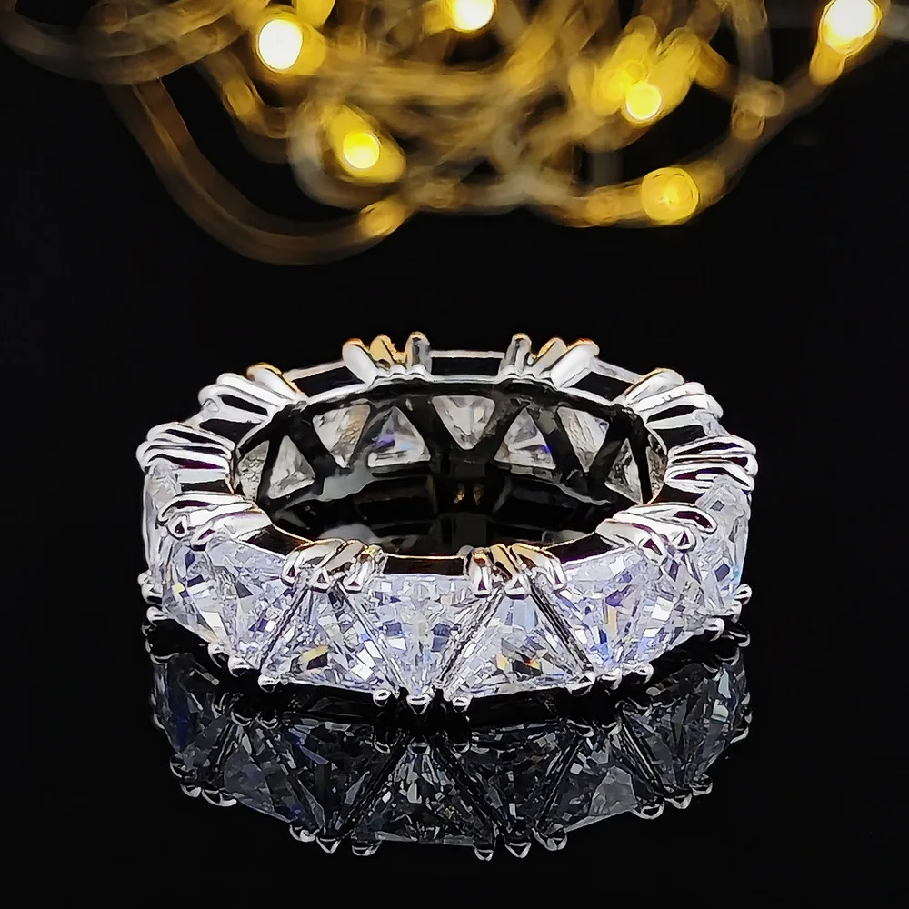 Fashion Brand Eternity Ring 925 Sterling silver Moissanite cz Engagement Wedding Band Rings for women Men Finger Party Jewelry