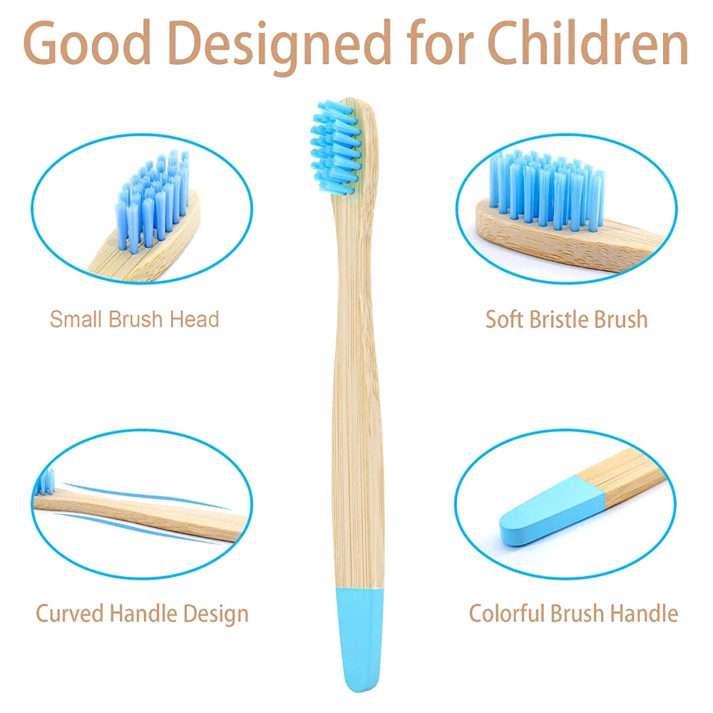 Children 10 Pieces Colorful Bamboo Toothbrush Nylon Bristle Eco Paint Toothbrush Kids Arosse a Dent Bambou Vegan Tooth Dental