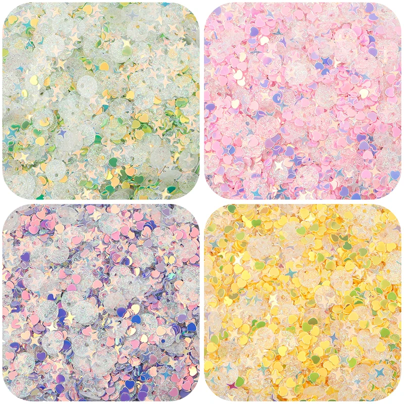 20g Sequin Glitter 3-6mm Mix Star Heart Dot Colorful Loose Sequins for DIY Shaker Card Nail Art Scrapbook Decor Makeup Confetti