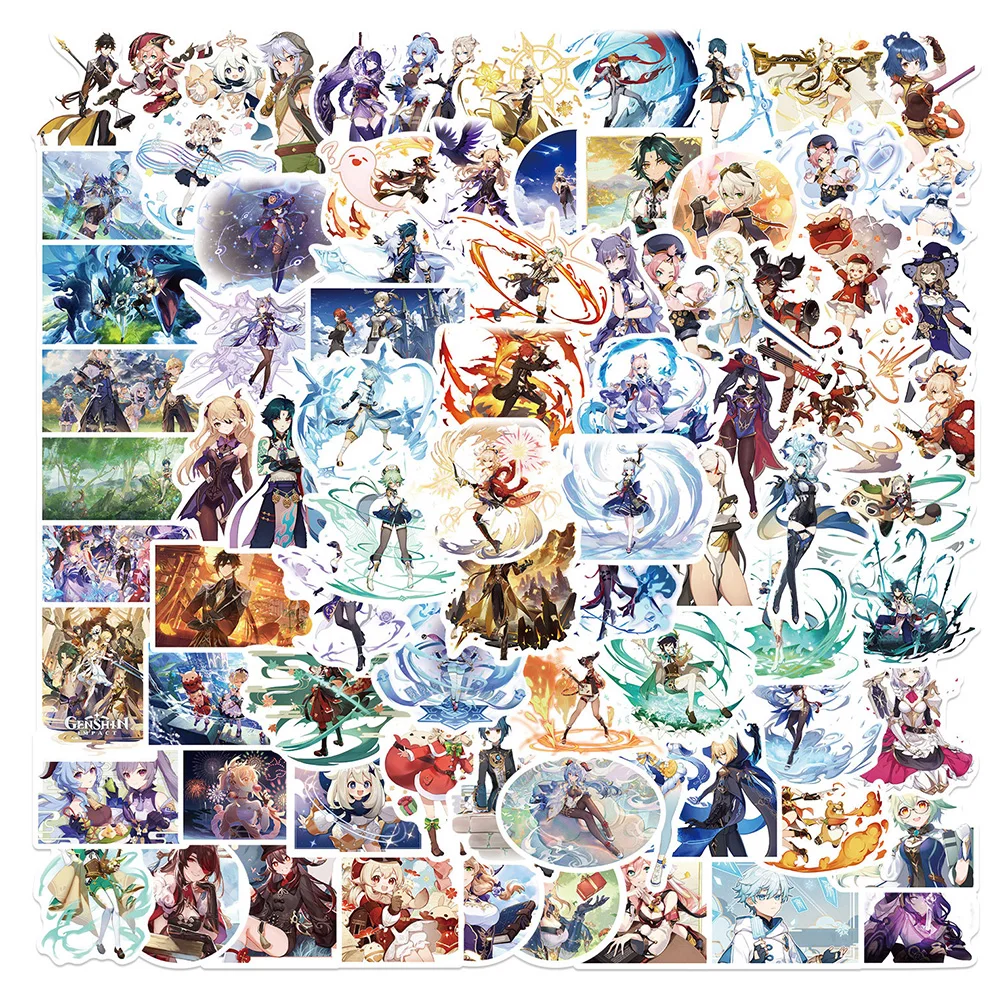 50/100pcs Cute Game Genshin Impact Stickers Cartoon Decals DIY Laptop Phone Case Car Waterproof Cool Anime Kids Sticker Toys