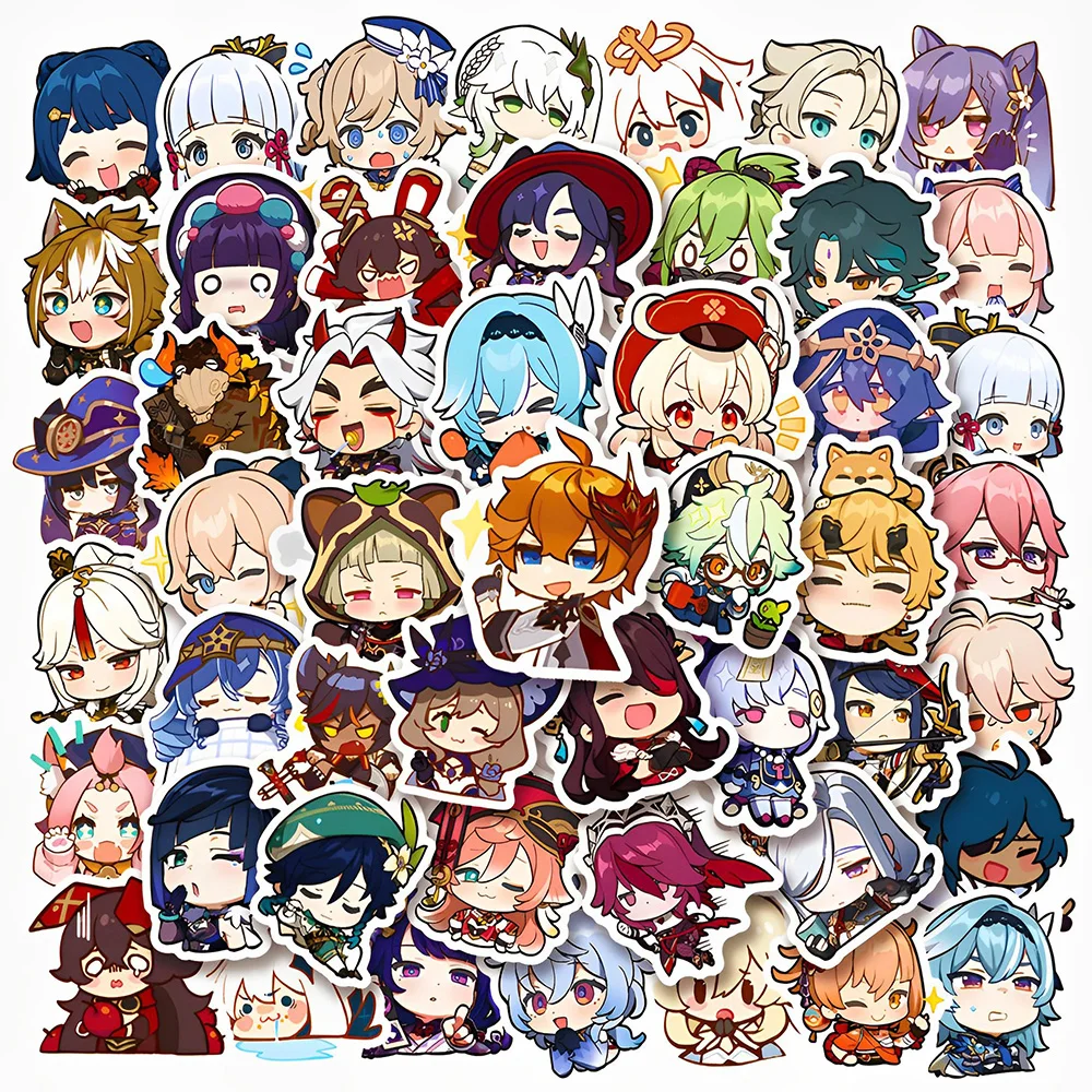 50/100pcs Cute Game Genshin Impact Stickers Cartoon Decals DIY Laptop Phone Case Car Waterproof Cool Anime Kids Sticker Toys