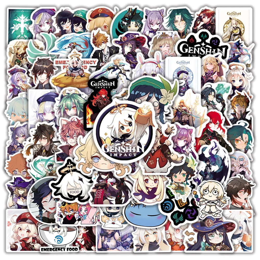 50/100pcs Cute Game Genshin Impact Stickers Cartoon Decals DIY Laptop Phone Case Car Waterproof Cool Anime Kids Sticker Toys