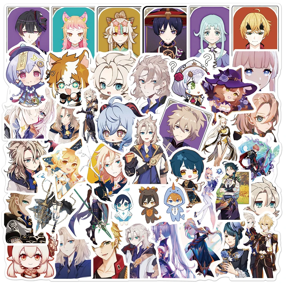 50/100pcs Cute Game Genshin Impact Stickers Cartoon Decals DIY Laptop Phone Case Car Waterproof Cool Anime Kids Sticker Toys