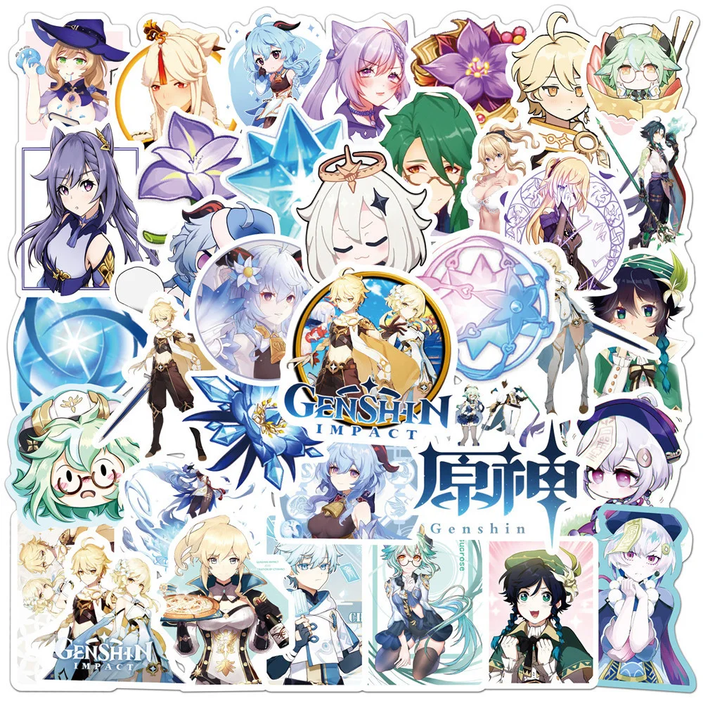 50/100pcs Cute Game Genshin Impact Stickers Cartoon Decals DIY Laptop Phone Case Car Waterproof Cool Anime Kids Sticker Toys